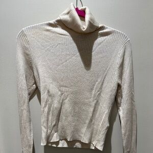 J.Crew Cropped Cream Turtleneck Sweater - Women's Medium